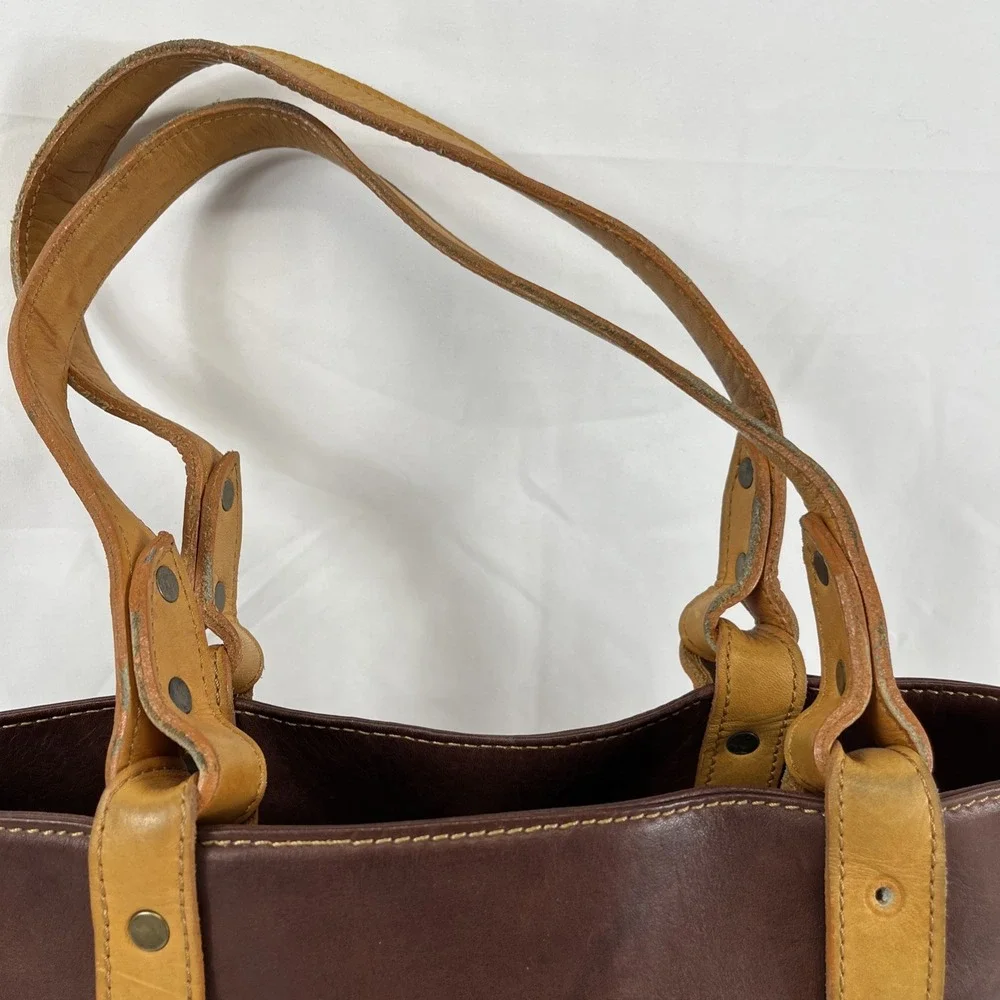 VINTAGE Frye Cognac Brown Leather Hobo Medium‎ Tote Bag